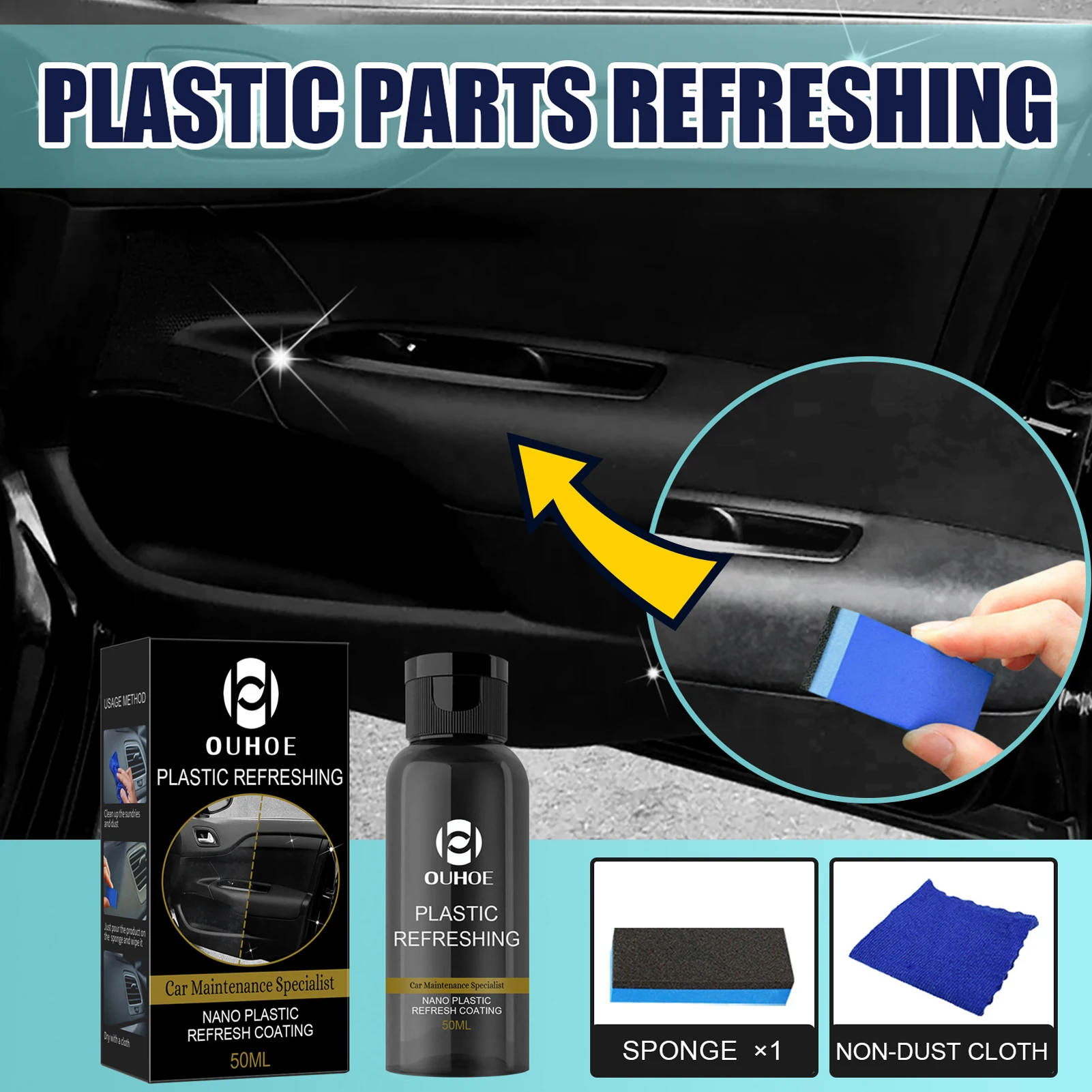 30ml/50ml agente di rivestimento rinfrescante in plastica agente di pulizia per la ristrutturazione dell'auto parti in plastica agente di ricondizionamento esterno dell'auto