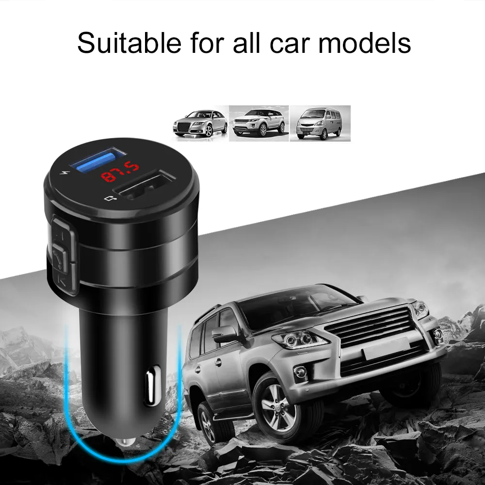 Caricabatterie per auto trasmettitore FM Bluetooth 4.2 lettore MP3 per auto 3.1A doppia porta USB modulatore Kit vivavoce adattatore per accendisigari